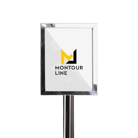 Montour Line Sign Frame Floor Standing 8.5x11V Pol.Steel PLEASE WAIT NEXT ASSOCIATE FSE200-8511-V-PS-PLSWAITASSC